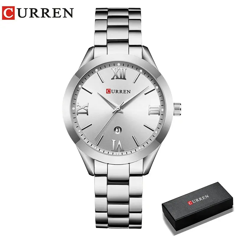 CURREN gold bracelet watch by Alcom Distribution with silver dial and metal link band