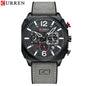 CURREN men's chronograph watch with black square dial and gray leather strap by Alcom Distribution