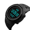 Alcom Distribution digital sports watch waterproof with black design and blue LED display