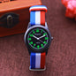 Alcom Distribution digital watches for boys and girls with red white blue striped fabric band and black dial