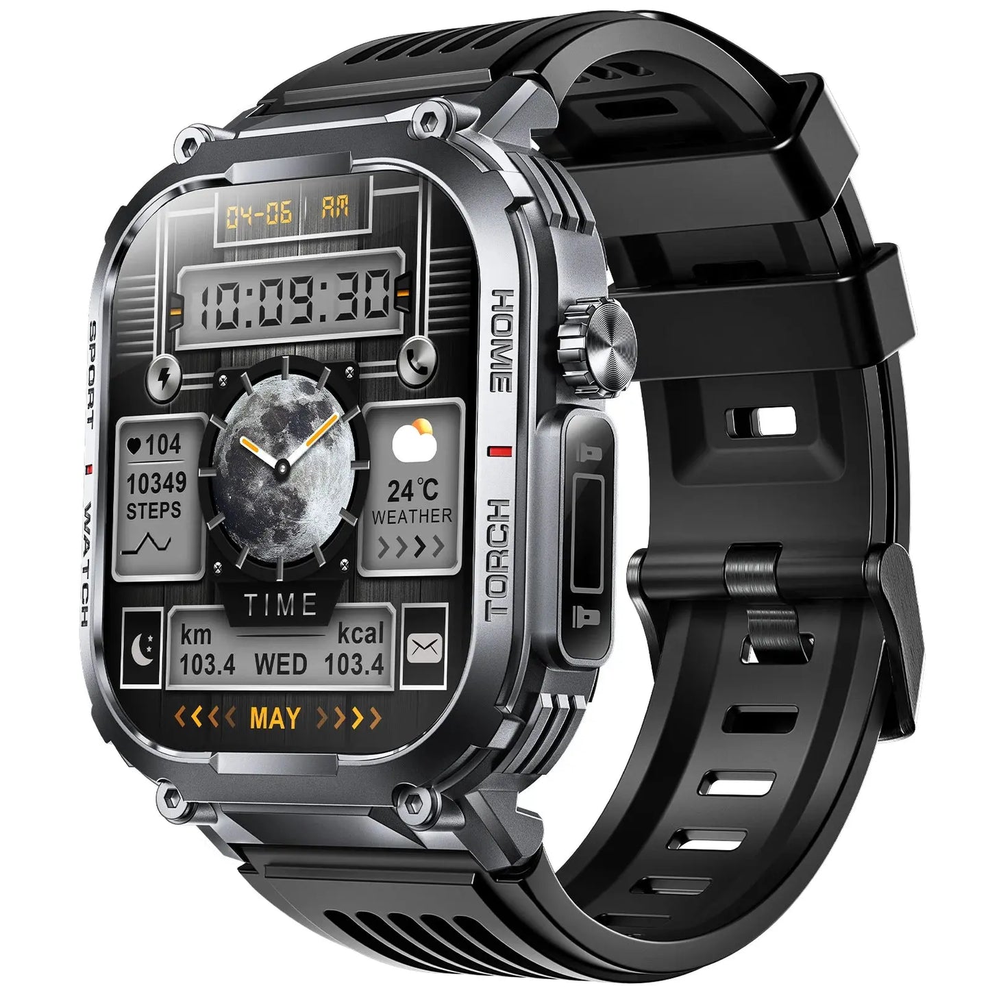 Alcom Distribution 3ATM waterproof fitness watch with digital display and black adjustable strap