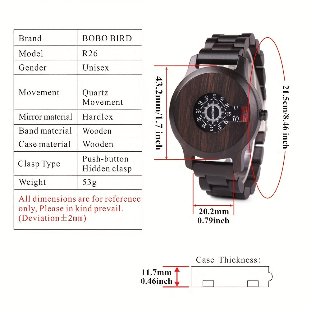 Elegant Wooden Timepiece: Vintage-Inspired Quartz Watch with Wooden Box – The Perfect Gift for Him