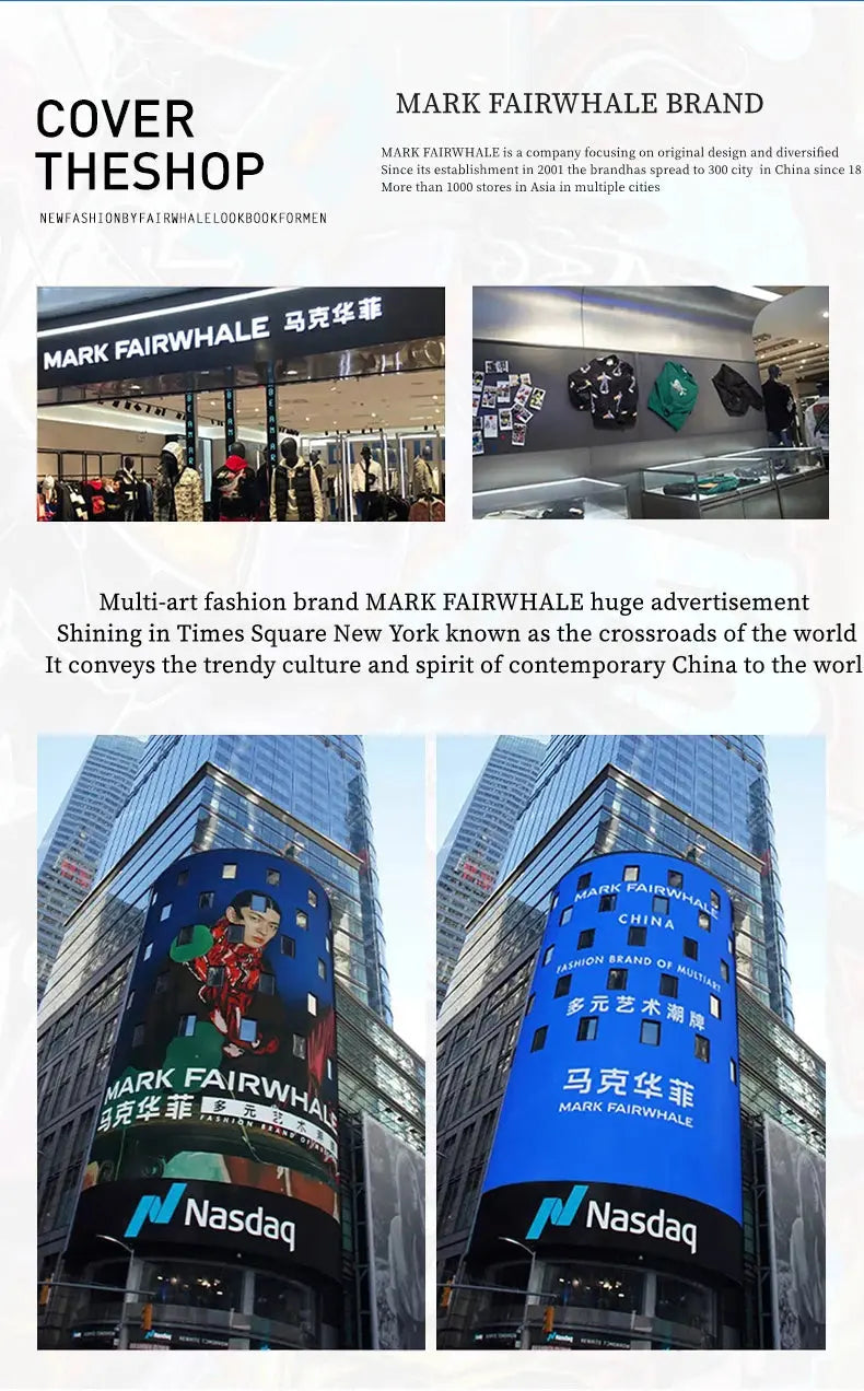 Alcom Distribution luxury quartz men's wristwatch displayed with Mark Fairwhale Times Square billboards and storefront