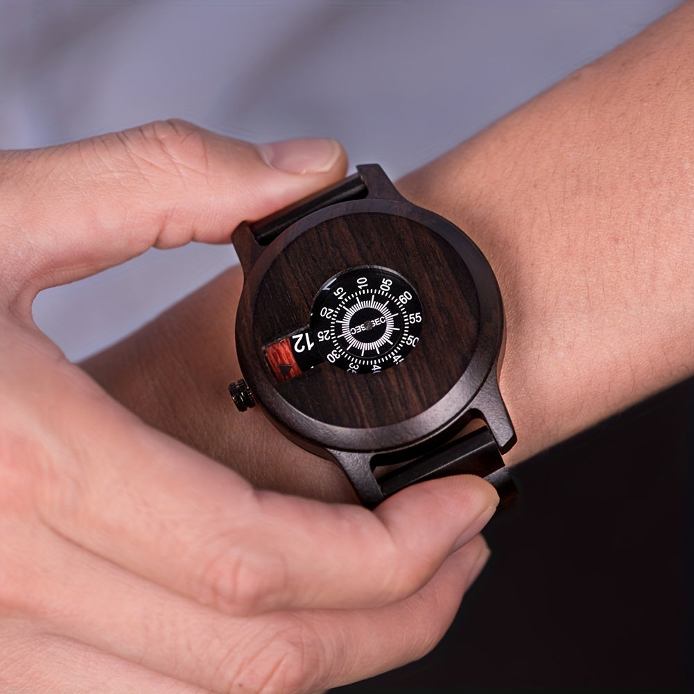 Elegant Wooden Timepiece: Vintage-Inspired Quartz Watch with Wooden Box – The Perfect Gift for Him