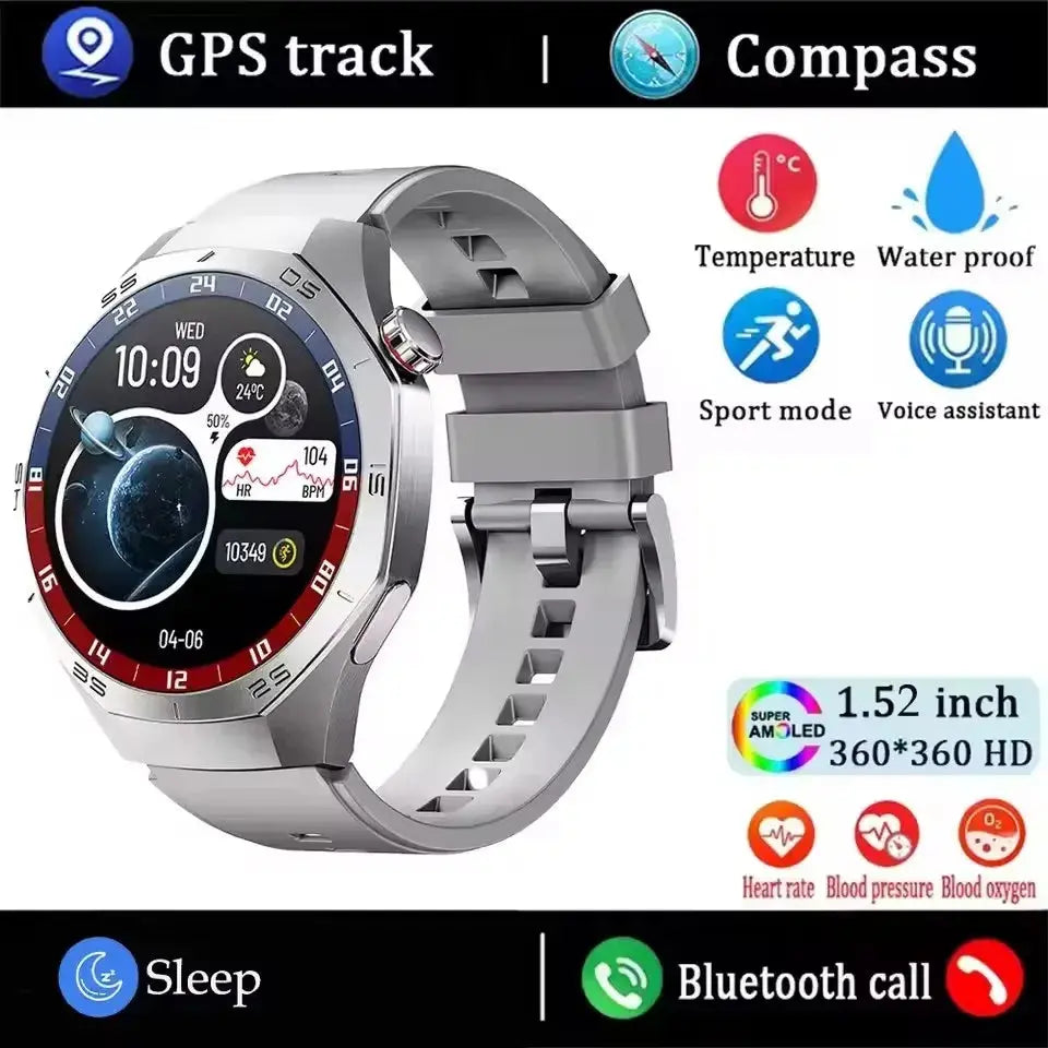 Alcom Distribution GT5 Pro smartwatch for men silver round AMOLED display GPS heart rate blood pressure