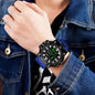 Alcom Distribution fitness ready digital watch with black and blue design on wrist
