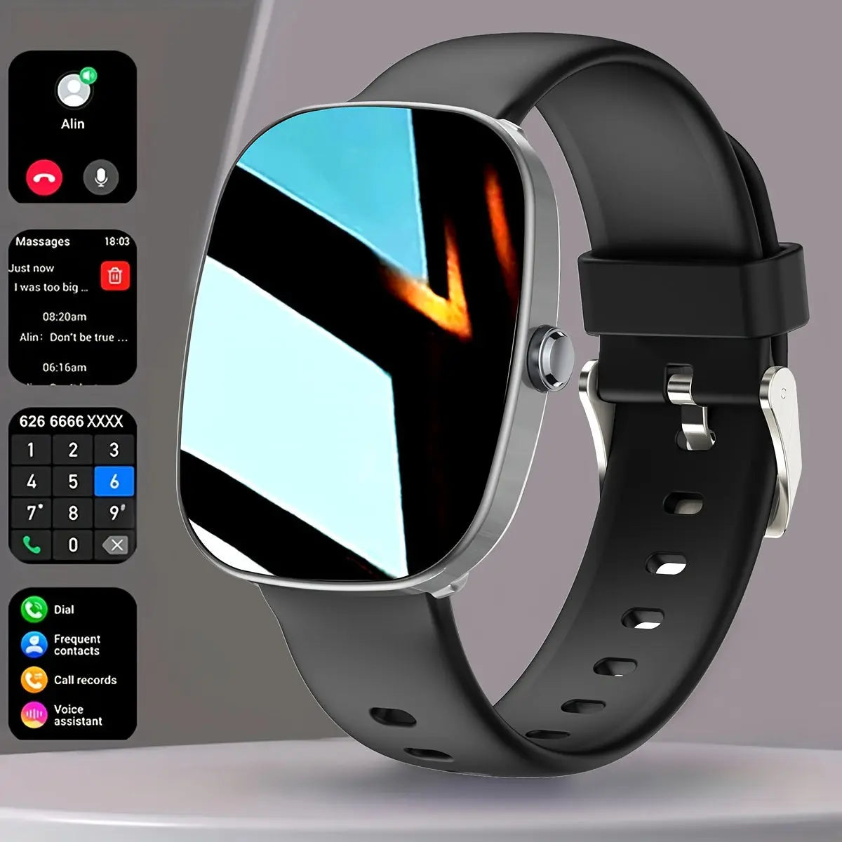 Alcom Distribution fitness smartwatch with health features black band and touchscreen display