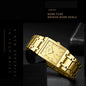 Alcom Distribution gold rectangular dress luxury men's quartz watch with date window and polished bracelet