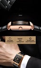 Alcom Distribution luxury men's quartz watch with rose gold rectangular case black dial and two tone metal bracelet