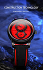 Alcom Distribution automatic mechanical sport watch for men black case red dial with black strap and red accents
