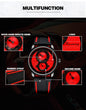 Alcom Distribution red and black multifunction automatic mechanical sport watch for men with rubber strap and subdials