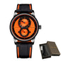 Alcom Distribution orange and black automatic mechanical sport watch for men with silicone strap and gift box