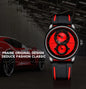 Alcom Distribution automatic mechanical sport watch for men red dial black strap sporty design