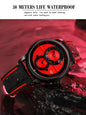 Alcom Distribution red and black automatic mechanical sport watch for men with dual subdials and water resistant silicone strap