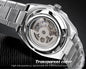 Alcom Distribution silver Automatic Mechanical Watch for Men with transparent case back showing inner mechanical movement