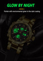 Alcom Distribution gold sport watch with glow in the dark dials and silicone strap waterproof quartz digital watch