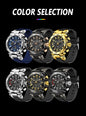 Alcom Distribution six color selection of waterproof quartz digital watch with metal cases and black silicone straps
