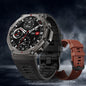 Alcom Distribution GPS smartwatch with long battery life featuring black and brown interchangeable straps