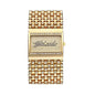 Alcom Distribution gold crystal studded bracelet quartz analog women's watch with rectangular gold face and logo dial