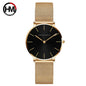 Hannah Martin rose gold watch with black dial and mesh strap by Alcom Distribution