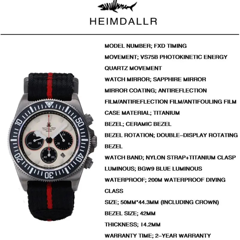 Heimdallr Titanium Diving Watch with Ceramic Bezel and Nylon Strap for Water Resistance and Style