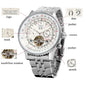 Alcom Distribution JARAGAR mechanical watch silver stainless steel tourbillon window date week month subdials