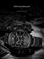 Waterproof luxury watch for men by Alcom Distribution in black with chronograph and metal bracelet