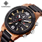 Alcom Distribution eco-friendly wooden watch with black dial and chronograph features by Kunhuang