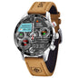 Alcom Distribution 2024 waterproof smartwatch rugged with brown leather strap and digital fitness display