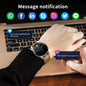 2024 waterproof smartwatch rugged by Alcom Distribution showing message notifications on wrist with tan leather strap