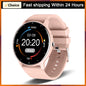 LIGE 2025 smartwatch waterproof with pink silicone strap and round digital display by Alcom Distribution