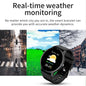 LIGE 2025 smartwatch waterproof displaying real-time weather monitoring with temperature and weather icons