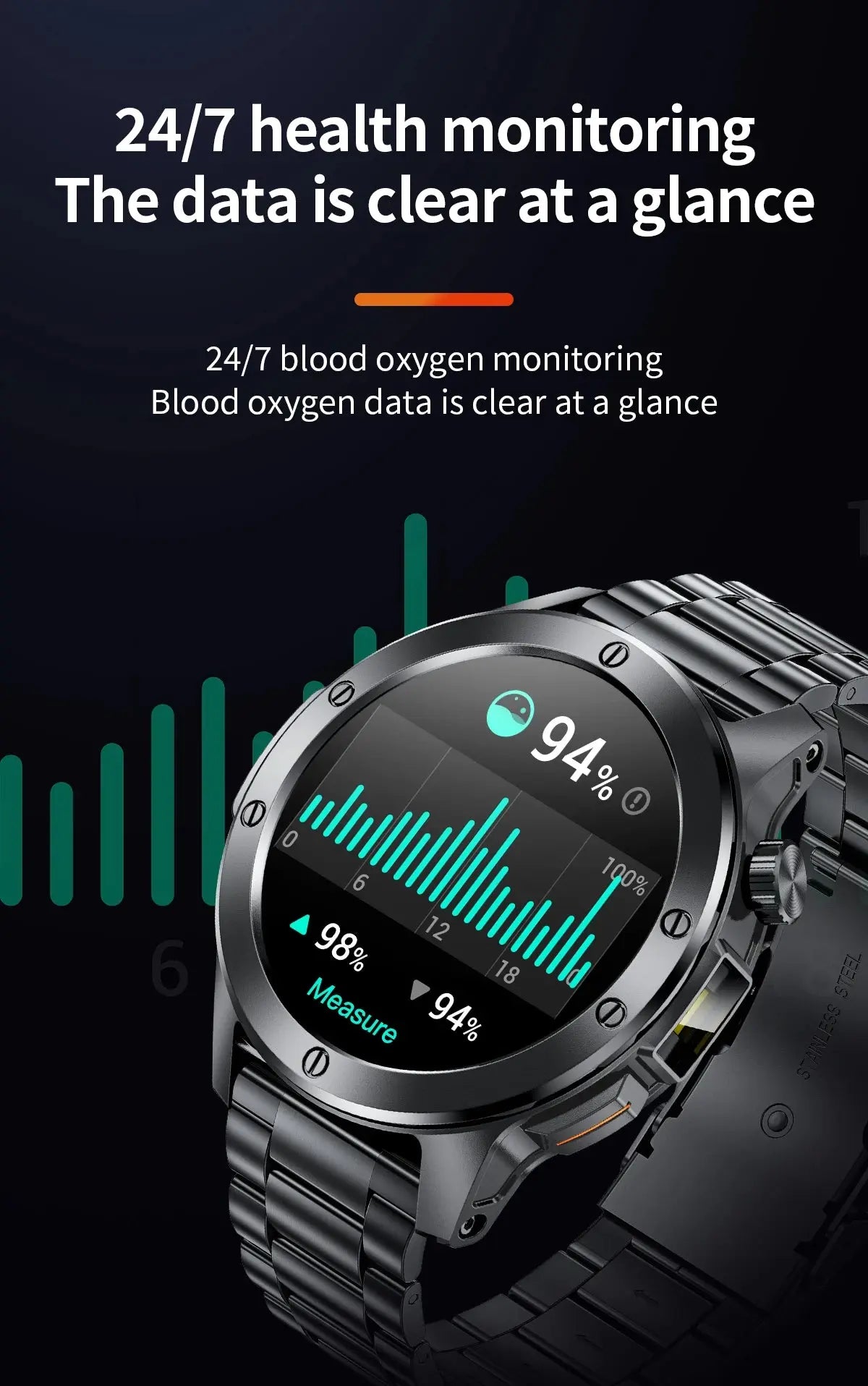 LIGE flashlight smartwatch for men with health monitoring features and sleek design