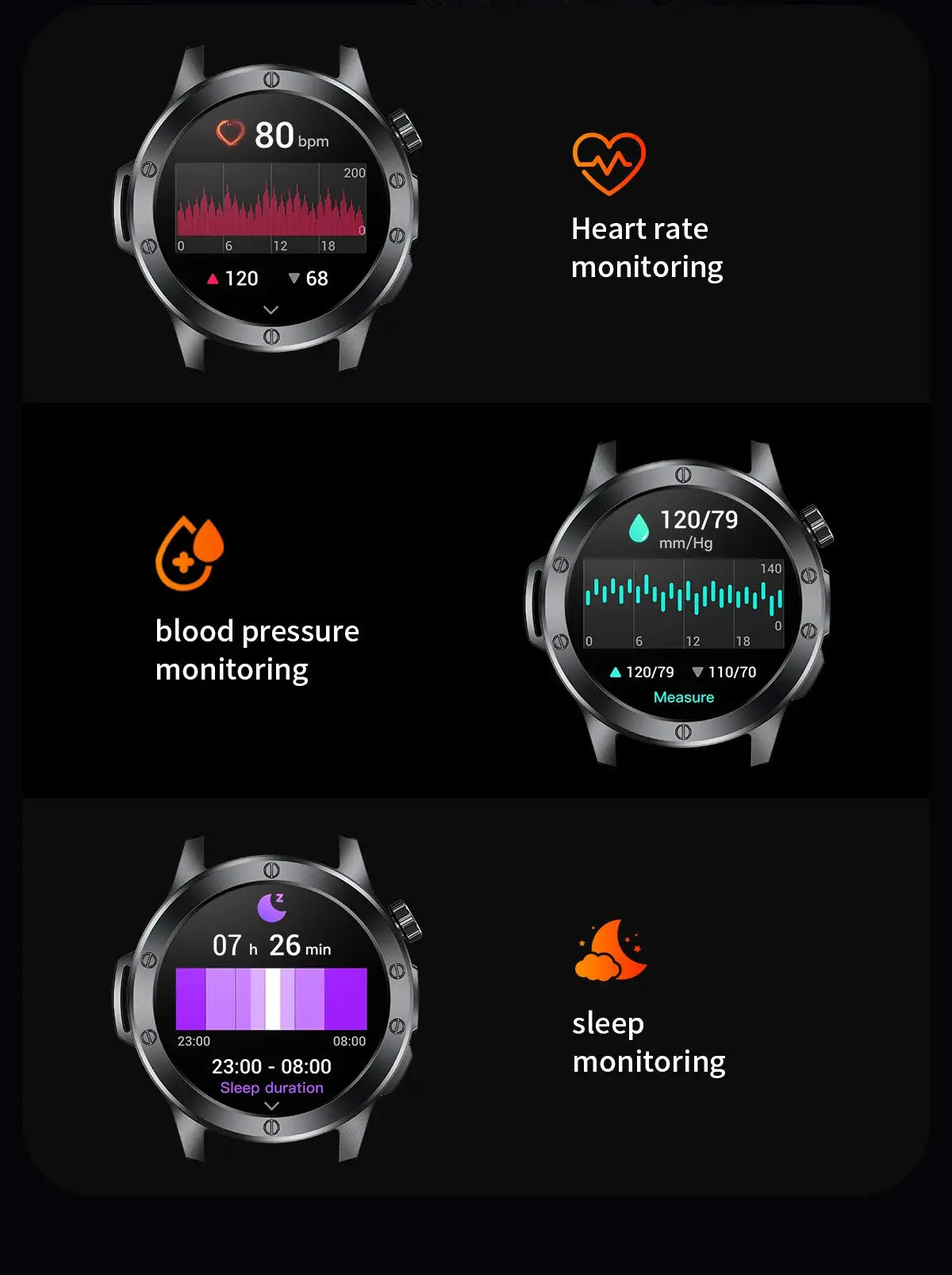 LIGE flashlight smartwatch for men with heart rate, blood pressure, and sleep monitoring features
