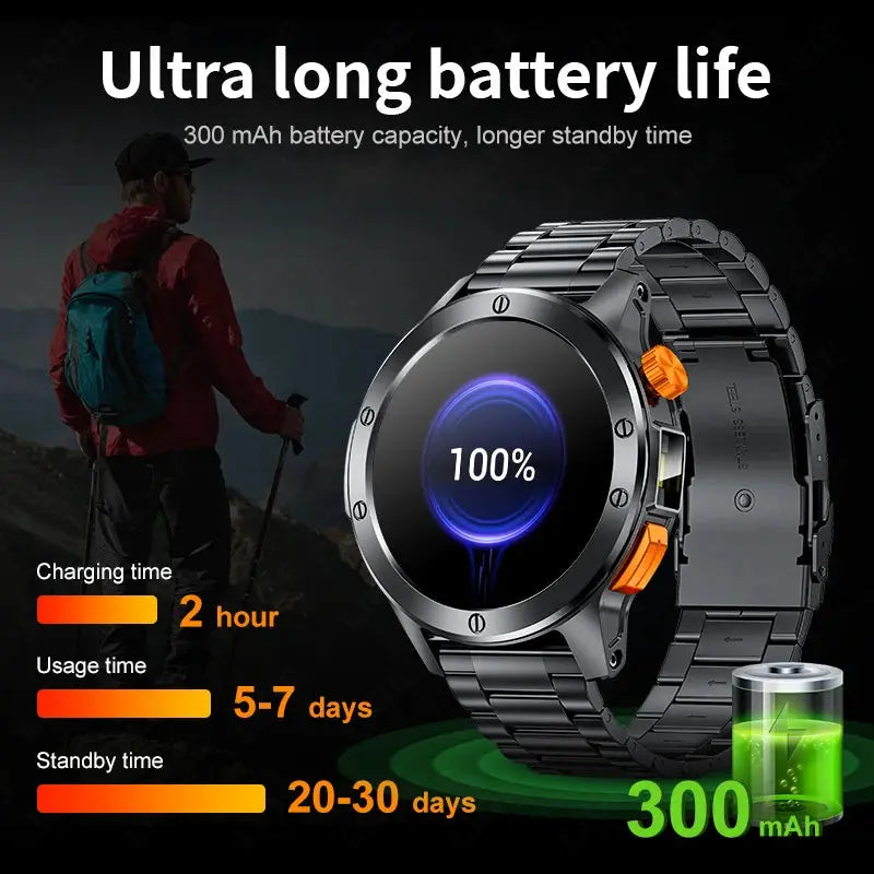 LIGE flashlight smartwatch for men with ultra long battery life and vibrant display