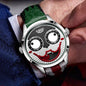 LIGE Joker Watch for Men with distinctive joker face design and multicolor leather strap