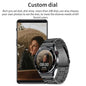 LIGE smart business watch with custom dial displaying a personalized photo on a black metal band