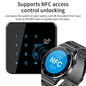 LIGE smart business watch in black stainless steel with NFC feature for access control unlocking