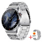 LIGE smart business watch with stainless steel band and elegant black marble dial display