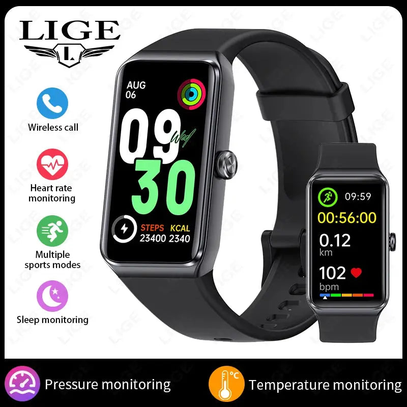 LIGE Smartwatch 2025 fitness tracker with wireless call heart rate sleep and temperature monitoring