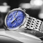 Alcom Distribution luxury men's automatic watch with blue dial and silver stainless steel bracelet