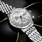 Luxury men's automatic watch by Alcom Distribution with silver dial and stainless steel bracelet