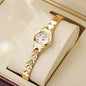 Alcom Distribution rose gold ladies bracelet watch with white dial and slim link bracelet displayed on cushion