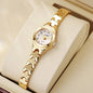 Alcom Distribution rose gold ladies bracelet watch with white dial Arabic numerals slim jewelry link band