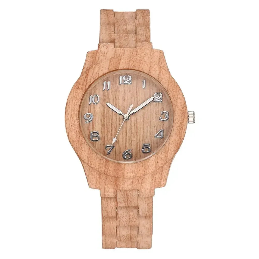 Luxury wood grain watch by Alcom Distribution featuring a wooden band and analog display