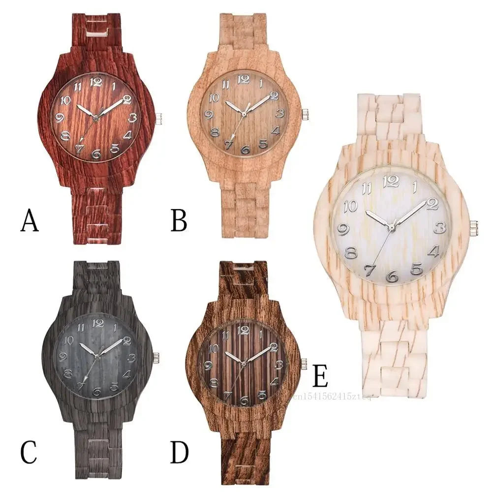 Alcom Distribution luxury wood grain watch collection in five wood tones with analog dials