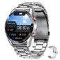 Alcom Distribution men's health tracking smartwatch with silver metal band and digital fitness display