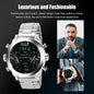 Alcom Distribution men's digital sport watch with silver metal band and round black dial