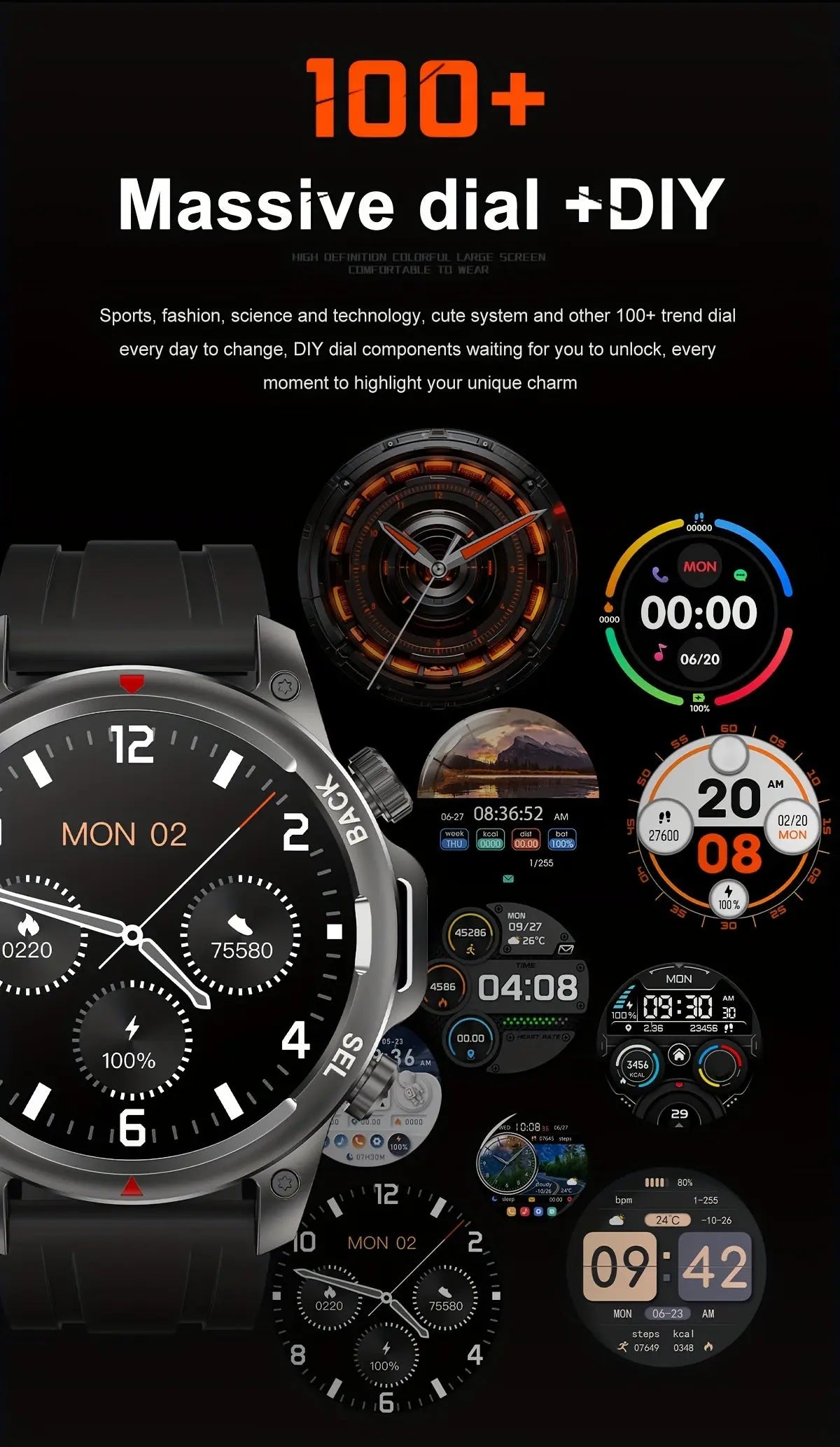 Men's GPS Smartwatch with Voice Assistant by Alcom Distribution featuring over 100 customizable dials and DIY options