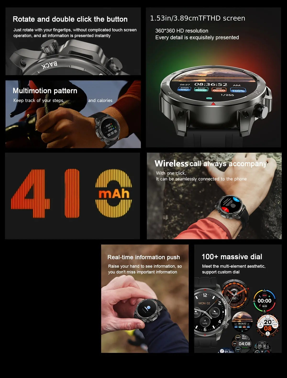 Men's GPS Smartwatch with Voice Assistant by Alcom Distribution featuring 1.53 inch HD screen and wireless call support